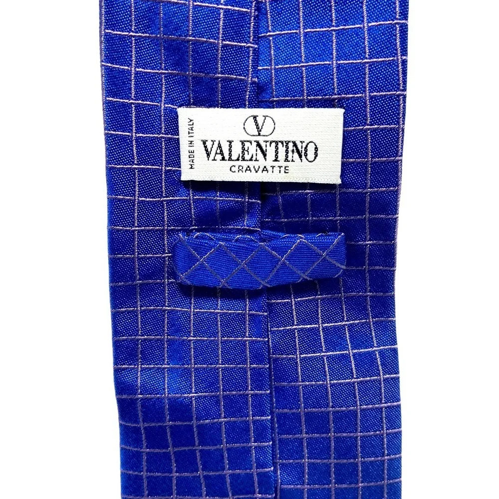 Valentino Cravatte Blue with Gray Squares